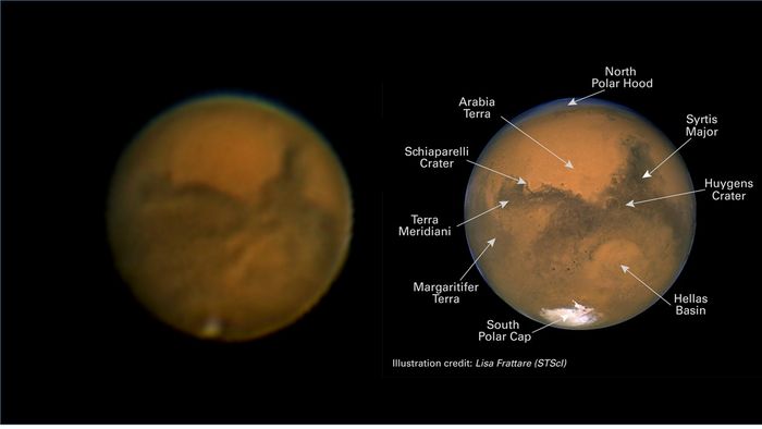 Marte oposición octubre 2020 vs Hubble