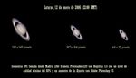 Saturno en tres tamaños